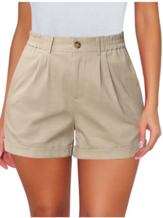 Luvamia Pants - Beige Women's High-Waist Casual Shorts